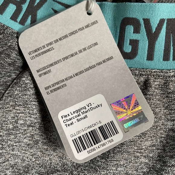 Gymshark Flex Legging V3 - Charcoal Marl / Dusky Teal - Small - Picture 3 of 3